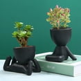 thumbnail image 3 of Cheers.US Ceramic People Planters Pot Succulent Cactus Head Flower Pot Creative Sculpture Mini Flower Vase Top Table Display Planters for Air Plants and Other Mini Plants for Home Tabletop, 3 of 7