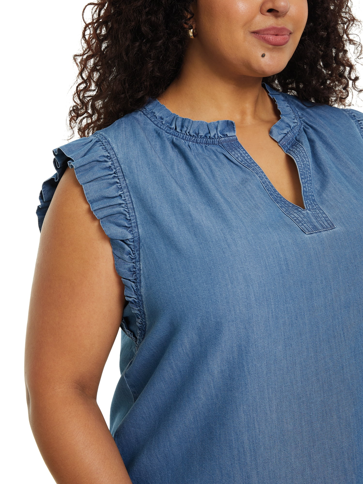 Gloria Vanderbilt Swan Series Women's Plus Ruffle Sleeve Top, Sizes 0X-4X