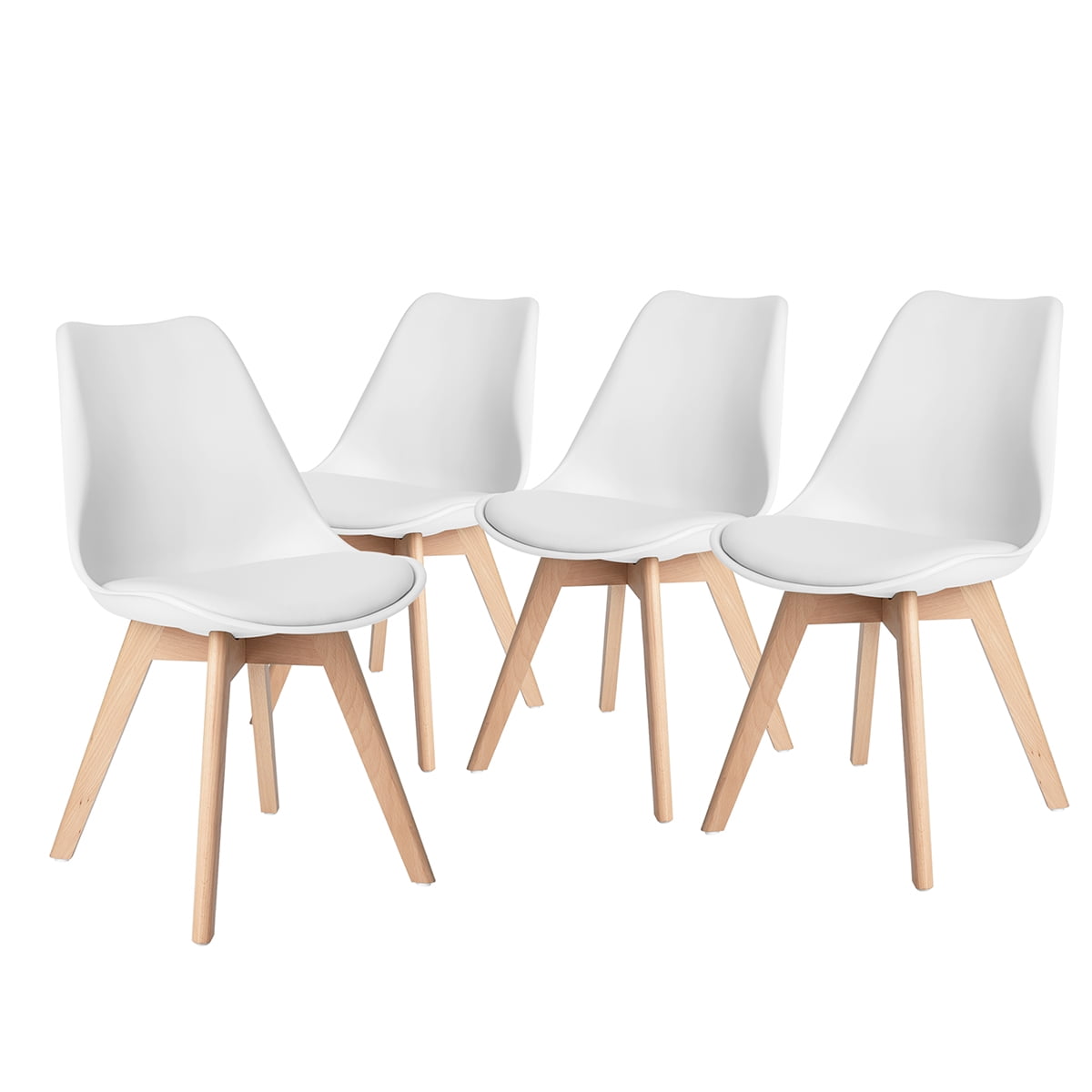 HouseInBox Modern White Dining Chair Set of 4, Solid Wood Legs