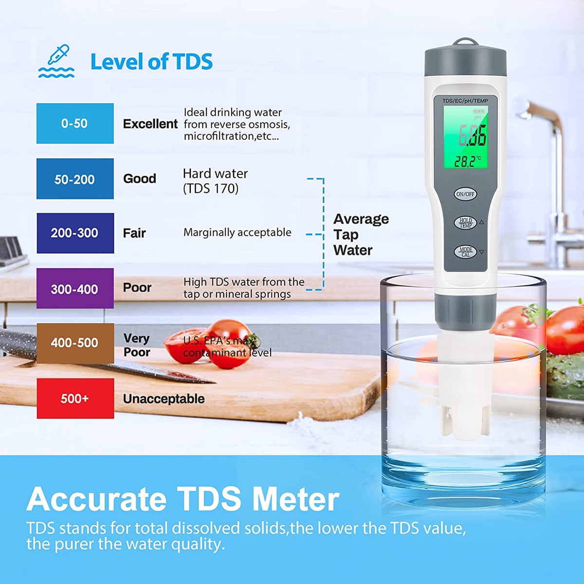 Digital LCD PH TDS EC Meter Tester Pocket Pen Pool Drinking Water Test Strips 
