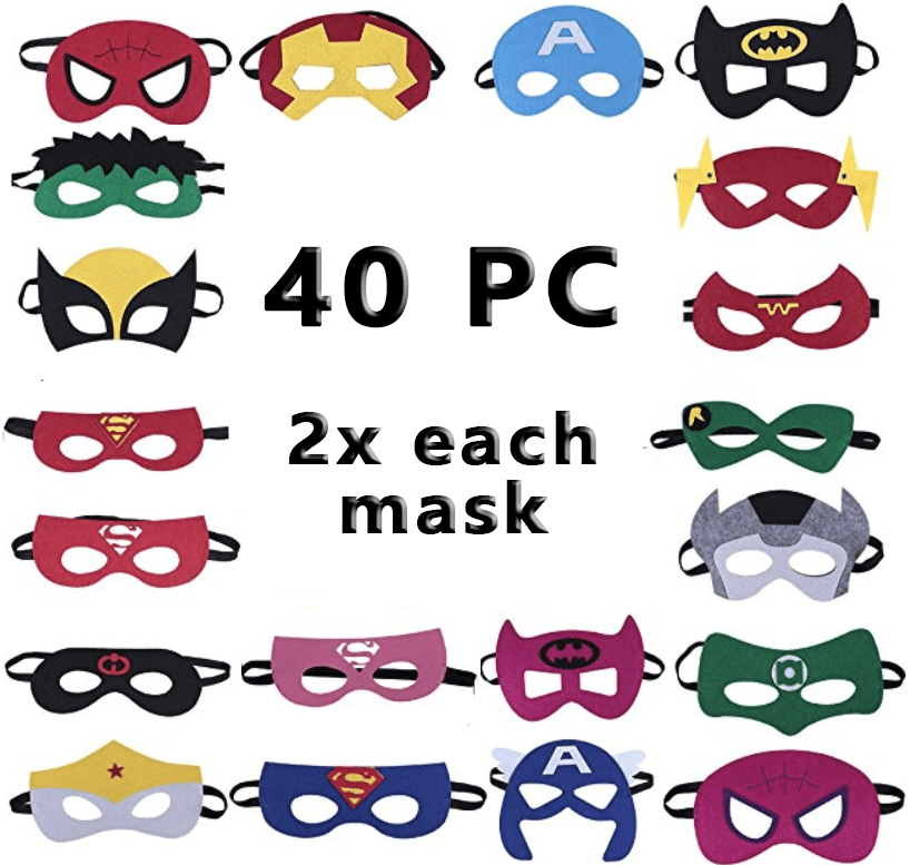 URAQT Superhero Masks Boys & Girls Felt Eye Mask for Party Masquerade Birthdays Party Cosplay 16 Pcs Super Hero Costumes Toy Party Favors for Kids Children Masks Dress Up Cosplay Superhero Mask 
