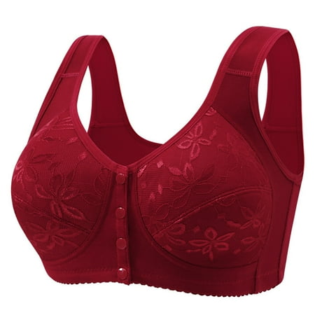 Pavied Push Up Bra Wireless Bras Front Closure Bras Women s Fashionable And Casual Front Button Anti Sagging Back Shaping And Bra Without Wires Seamless Bras Womens Bras Wine 48