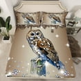 thumbnail image 2 of Owl Bed Sheets Set Brown Sequin Fluid Art Sheets,Crystal Diamond Sheet Set Twin,Woodland Animals Fitted Sheet Jungle Wildlife Room Decor, 2 of 7