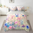 thumbnail image 3 of Feelyou Watercolor Plant Botanical Twin Bedding Sets 7-Piece, Pink Blue Flower Bedding Comforter Set, Teens Adult Girls Reversible Sheet Sets, Luxury Bedroom Decor, 3 of 9