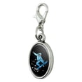 thumbnail image 2 of Snowboarder on Black Antiqued Bracelet Pendant Zipper Pull Oval Charm with Lobster Clasp, 2 of 3