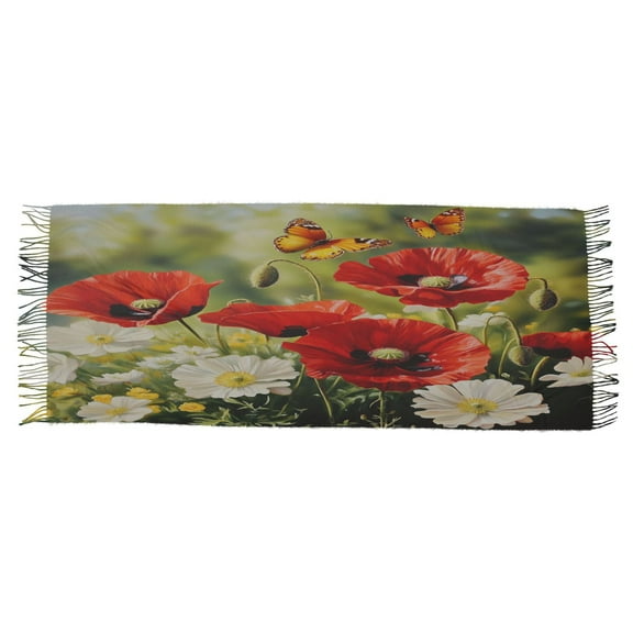 BZSMCE Women Scarf Vibrant Blossom Pattern Simple Pattern Soft Warm Long Large Scarves