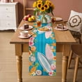 thumbnail image 2 of Coastal Beach Table Runner 70 Inches, Summer Tropical Plants Ocean Blue Wood Grain Bed Runner Dresser Scarves Tabletop for Indoor Outdoor Parties/Ceremony/Banquet, 13" x 70", 2 of 9