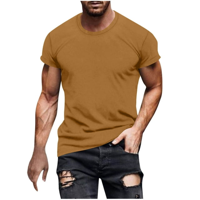 ameIAEA Mens Causal T Shirts Short Sleeve Crewneck Classic Shirts Solid Color Basic Tee Tops