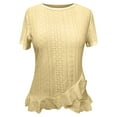 thumbnail image 5 of vigerkar Womens Fashion Short Sleeve Eyelet Tops Summer Casual Blouses Dressy Tops with Ruffle Hem (Yellow, XL), 5 of 6