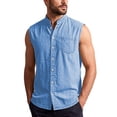 thumbnail image 5 of Tisuna Mens Sleeveless Shirts Button Down Breathable Casual Summer T-Shirts Mens Classic Collared Casual Shirts With Pocket For Sport Athletic Light Blue Size Xxl, 5 of 5