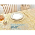 thumbnail image 2 of Rally Home Goods Vinyl Rectangular Tablecloth with Stamping Gold, Waterproof Wipeable Plastic Cover for OutDoor and Home Kitchen, Luxury Gold Floral Patterns, 55 x 70 Inch, Seats 4 - 6, 2 of 7