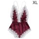 thumbnail image 1 of Lencería sexy Mujer Ropa interior con cuello en V profundo Body de malla de encaje para niña, Rojo vino, XL Methold XX000171-15, 1 of 7