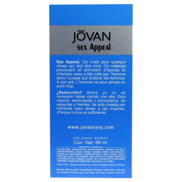 Jovan Sex Appeal Eau de Toilette Cologne for Men 3 Oz Full Size