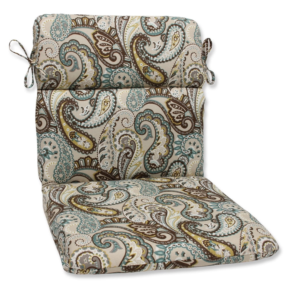 40.5" Paisley Giardino Light Blue and Brown Outdoor Patio Rounded Chair