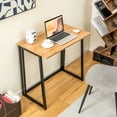 thumbnail image 2 of Costway Folding Computer Desk No Assembly Study Writing Table for Small Spaces Walnut, 2 of 11