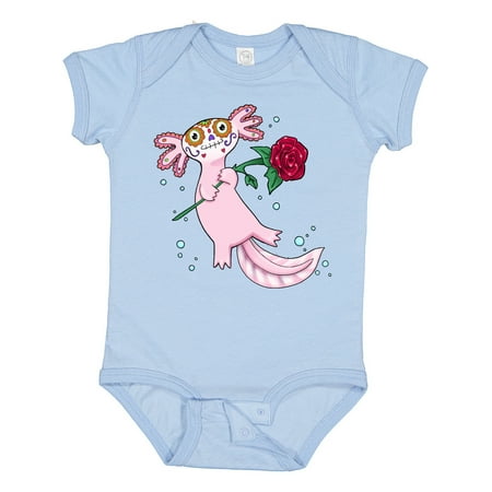 

Inktastic Axolotl with Sugar Skull Makeup for Día De Los Muertos Gift Baby Boy or Baby Girl Bodysuit