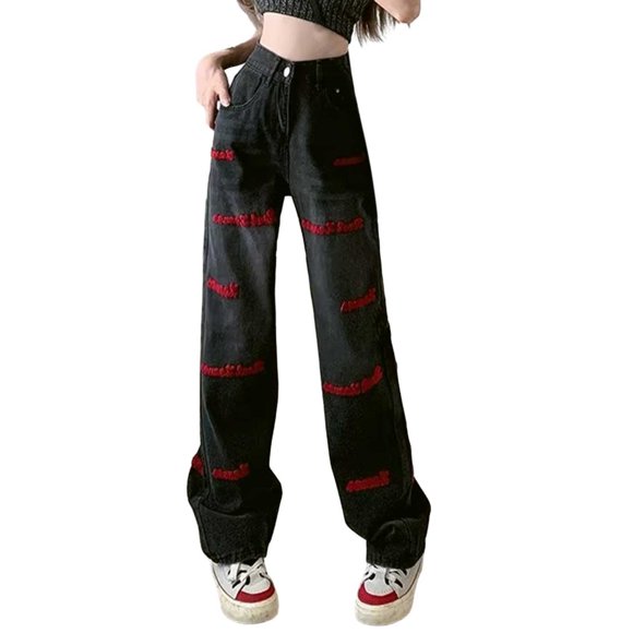 Ketyyh-chn99 Stretchy Jeans Women Lounge Pants for Women Casual Baggy Distressed Lounge Trousers Red,XL
