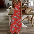 thumbnail image 2 of gbyLJF A Line Dress Summer Women Cotton Wrap Dress Elastic Waist Dress for Women Floral Dress A02_Red L, 2 of 5