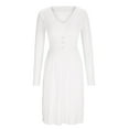 thumbnail image 4 of CEHVOM Mode Femme Aguichant Solide Printemps Automne Décontracté Col en V Manches Longues Robe Unie en Solde, 4 of 6