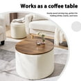 thumbnail image 6 of Aukfa 2-Piece Round Storage Ottoman Set,Chenille Coffee Table Footstool & Vanity Stool for Living Room/Bedroom/Entryway,Beige, 6 of 7