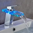 3 colors LED Luminous Basin Faucet Square Waterfall Washbasin