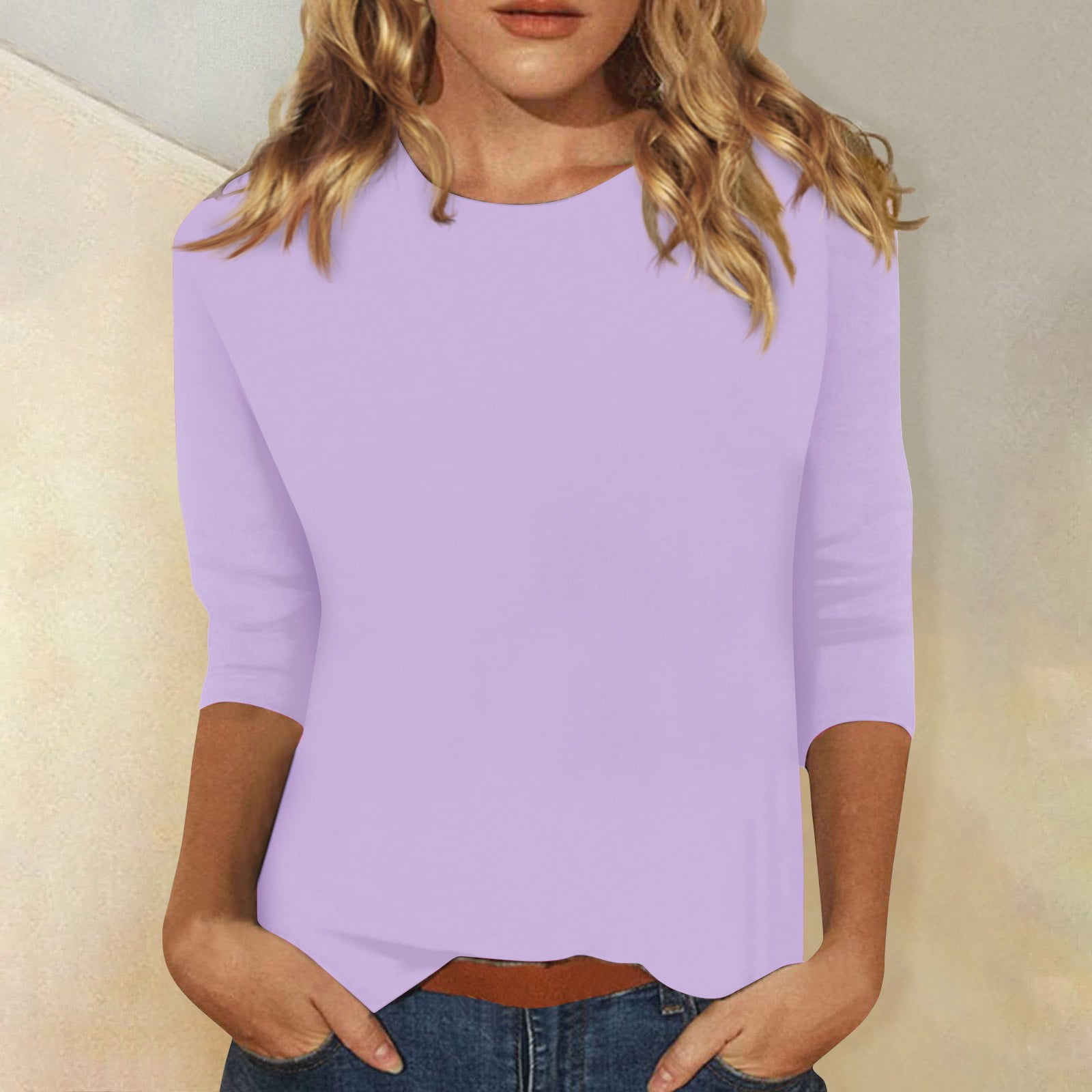 RPVATI Elbow Length Or 3/4 Length Sleeve T Shirts Elbow Plus Size Pink ...