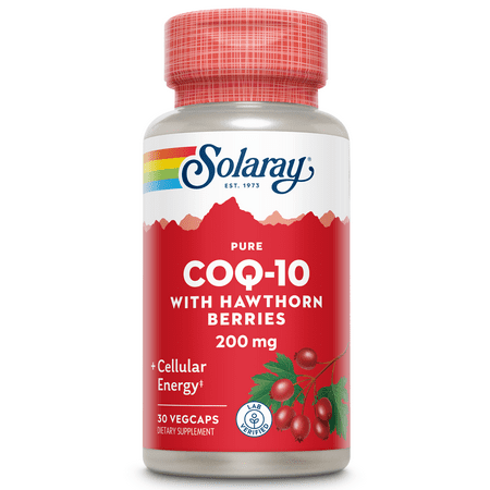 Solaray Pure CoQ-10 200 mg | Healthy Heart Function & Cellular Energy Support | Enhanced with Herb Blend | 30 VegCaps