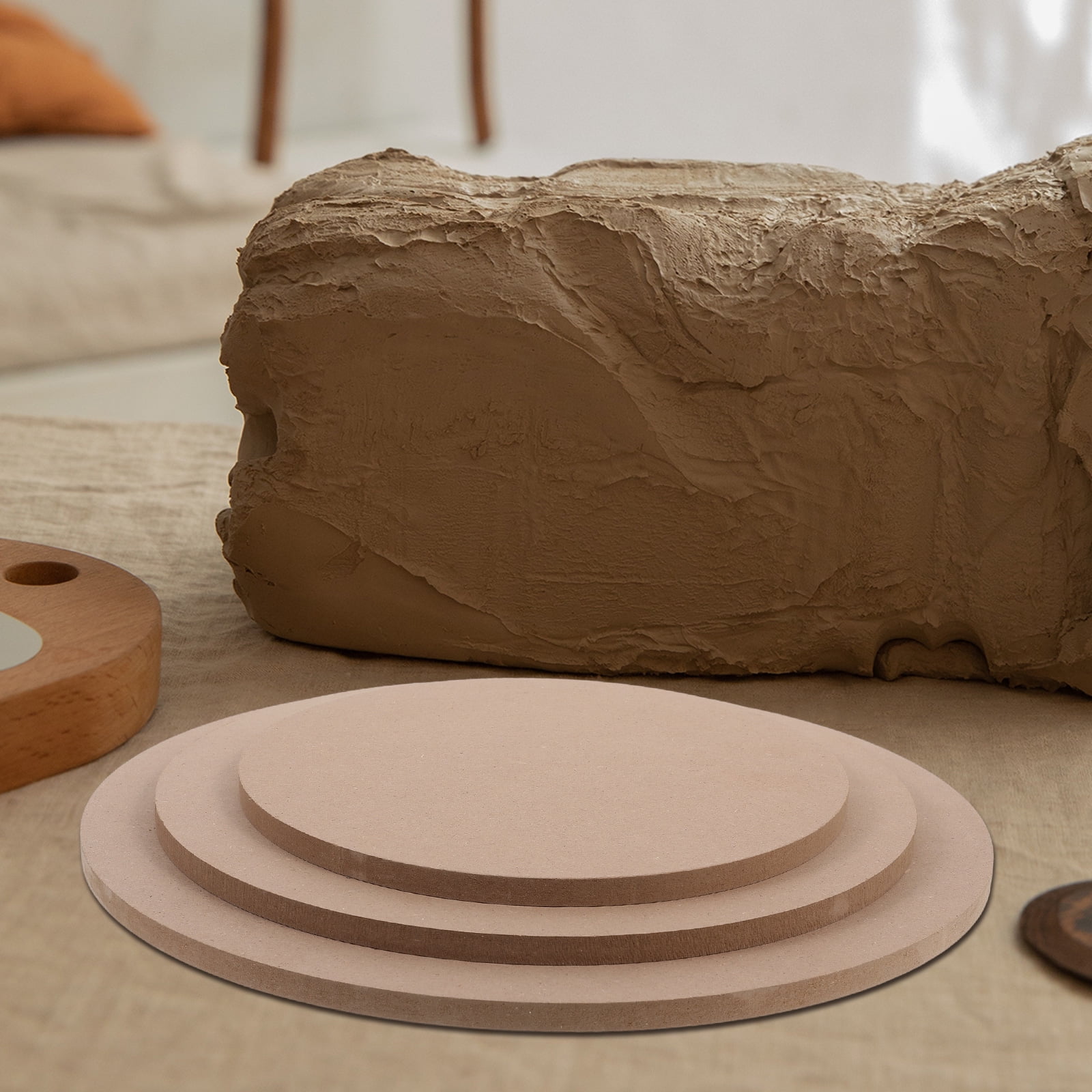 Ceramic Pottery Forms and Drawing Plates Set of 3 Durable Wood Brown for Clay Projects