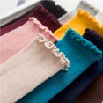 thumbnail image 3 of TZYDMN Womens Ruffle Ankle Socks Fashion Breathable Solid Color Turn-Cuff Cute Girls Socks 3 Pairs, 3 of 6