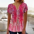 thumbnail image 2 of Summer Tops for Women Trendy Boho Floral Print Tunic Shirts Short Sleeve V Neck Tshirt Casual Loose Blouse Fashion, 2 of 5