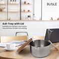 thumbnail image 4 of Stainless Steel Windproof Simple Silver Ashtray with Bamboo Lid for outdoor indoor outside patio office home outside, 4 of 10