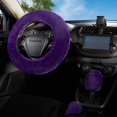 thumbnail image 2 of Fashion Fluffy Steering Wheel Covers for Women/Girls/Ladies Australia Pure Wool 15 Inch1 Set 3 Pcs(Purple), 2 of 5