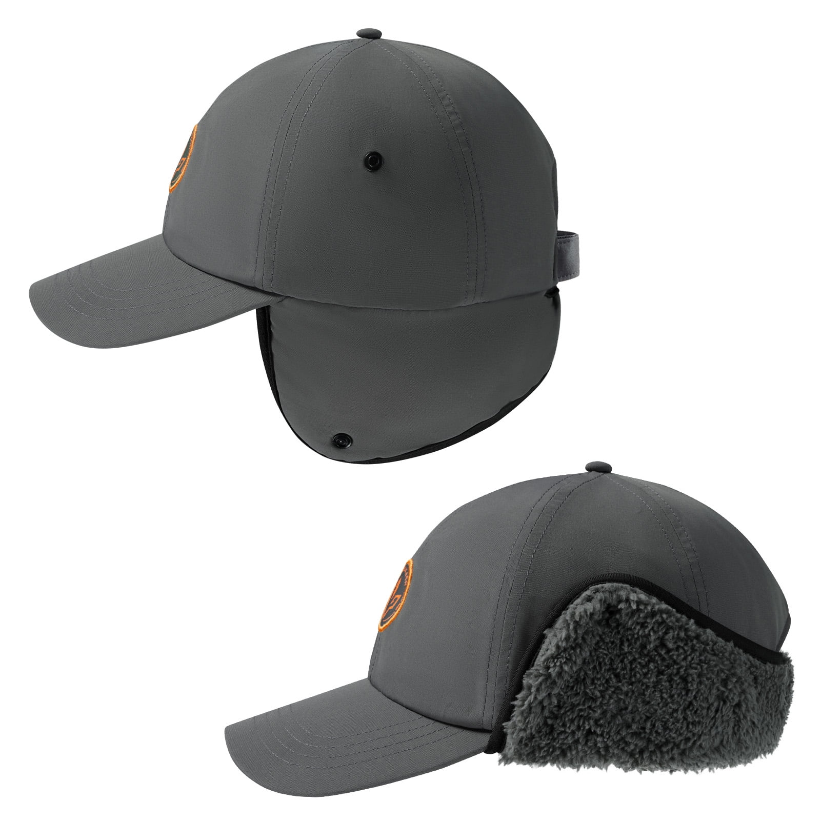 BASSDASH Warm Fleece Lined Hat with Ear Flap Winter Water Resistant Windproof Baseball Sports Cap for Hunting Hiking Fishing