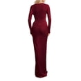 thumbnail image 6 of Yunliwuli Women's Twist Front Party Dress Long Sleeve Deep V Neck Bodycon Midi Dress Evening Gown, 6 of 7