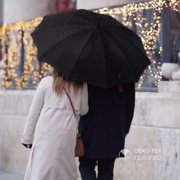 Knirps S.770 36 Long Automatic Stick Umbrella in Check– Premium Rain Protection with a 44.5 Canopy, 10 Reinforced Ribs, Italian Maple Wood Hook Handle - Windproof up to 62 mph, Gift Box Included