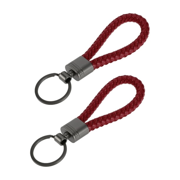 Llavero de Coche Único Bargains Llavero Universal con Anillo para Llaves de Fob para Casa Cuero Aleación de Zinc Rojo Oscuro 2 Pcs
