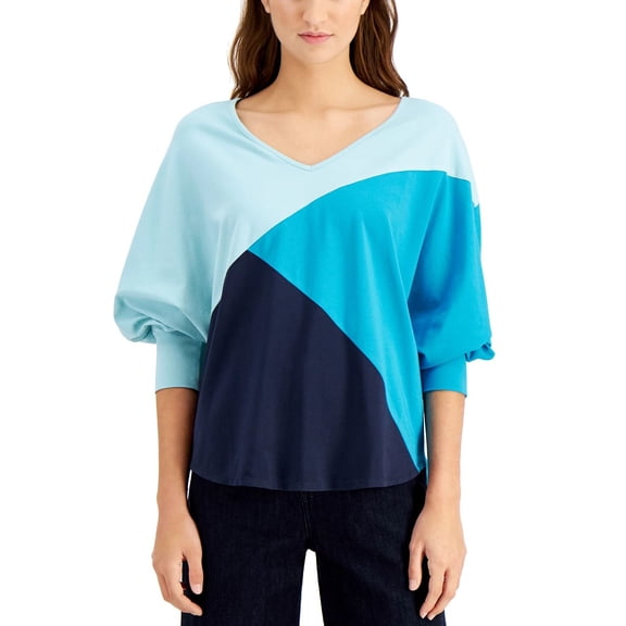 Willow Drive Women's Blouse Small Colorblock V-Neck