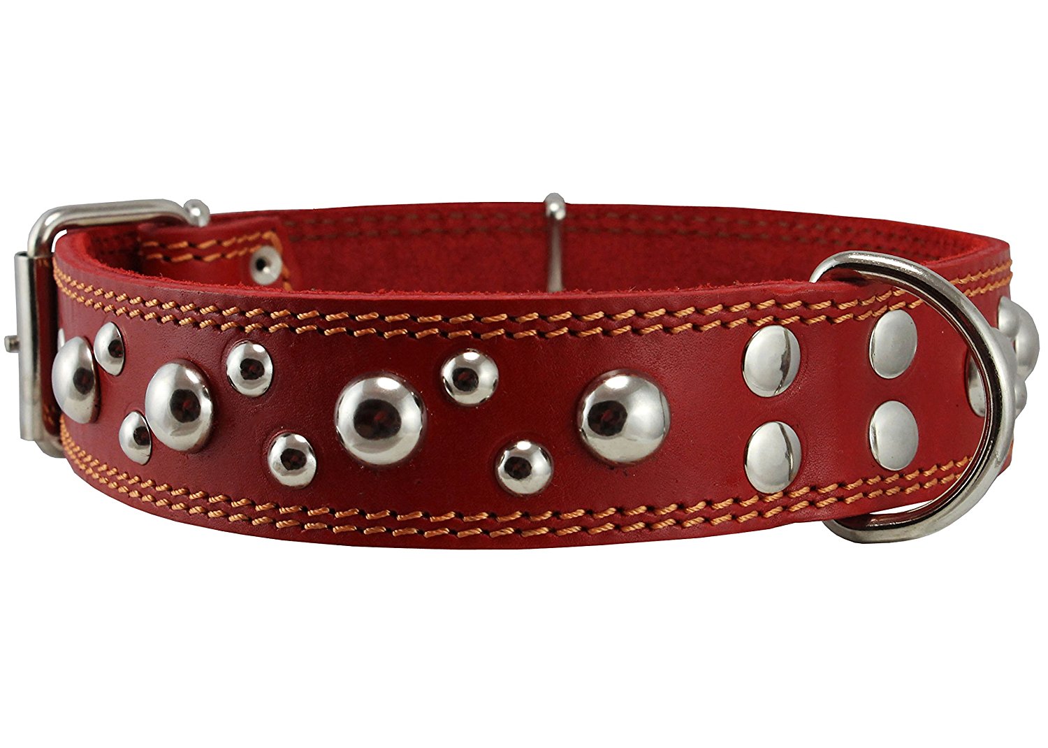 Genuine 1.6' Wide Thick Leather Studded Dog Collar. Fits 19'23' Neck