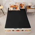 thumbnail image 4 of Manfei Harvest Fall Pumpkin Zipper Twin Comforter Sets with Fitted Sheet and 2 Pillowcases for Kids, Rustic Autumn Berry Pinecone Zipper Bedding Set, Black Reversible, 4pcs, 4 of 6