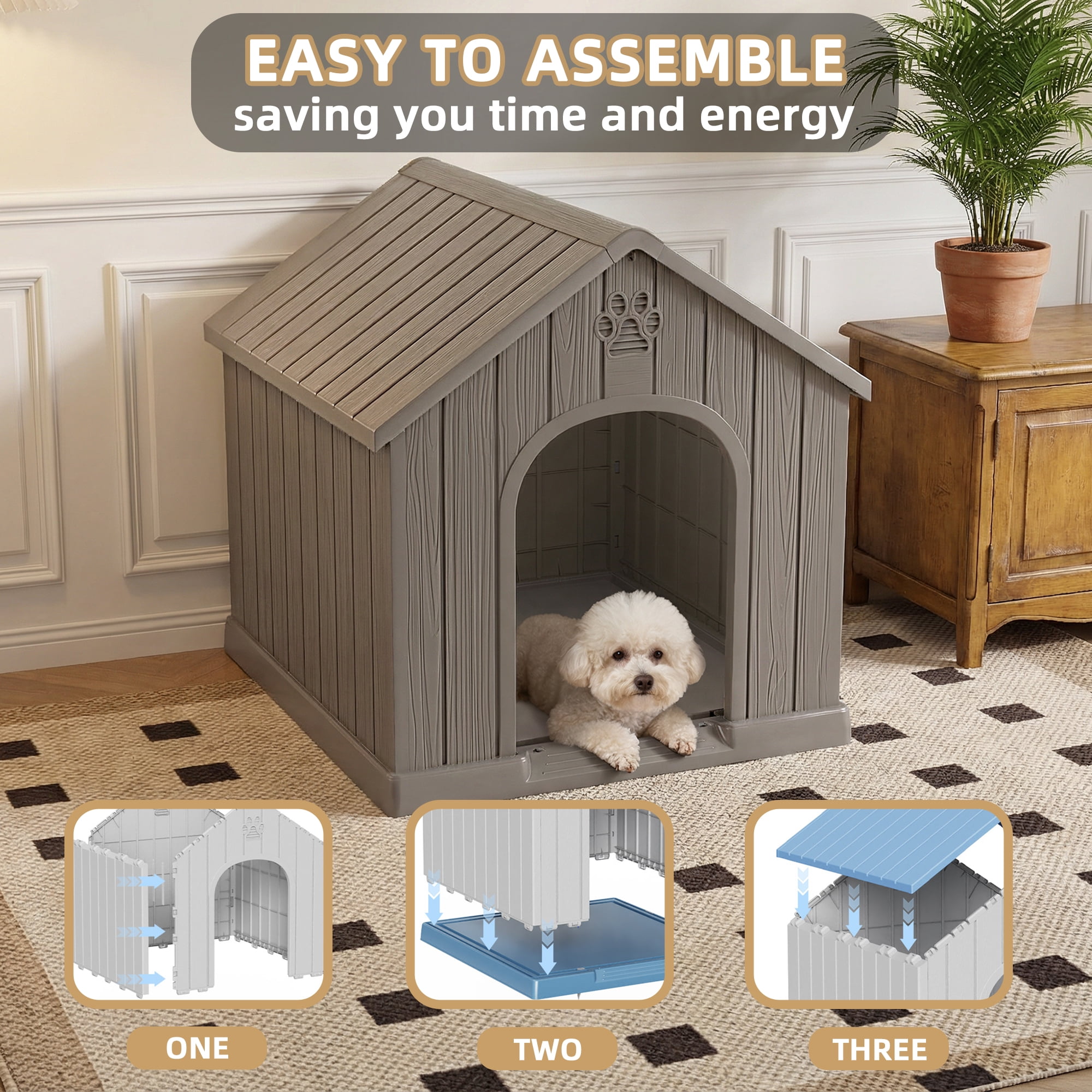 MAYEERTY All-Weather Indoor Outdoor Dog House, UV-Protected Pet Shelter for Garden Retreat