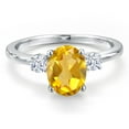 thumbnail image 3 of Gem Stone King 14K White Gold Yellow Citrine and White Zirconia Engagement Ring for Women | 1.72 Cttw | Oval 9X7MM | Gemstone November Birthstone | Size 9, 3 of 6
