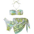 thumbnail image 1 of Traje de baño de 3 piezas con estampado floral para mujer, conjunto de bikini con lazo y falda Varios colores CH Varios colores CH Xishao ropa, 1 of 2