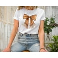 thumbnail image 4 of Moonlight Apparel Women's Western Fringe Bow T-Shirt Cowgirl Style Graphic Tee Boho Country Shirt Trendy Casual Outfit Rodeo Top Brown Leather Look Print Short Sleeve Cotton Blend Tee, 4 of 6