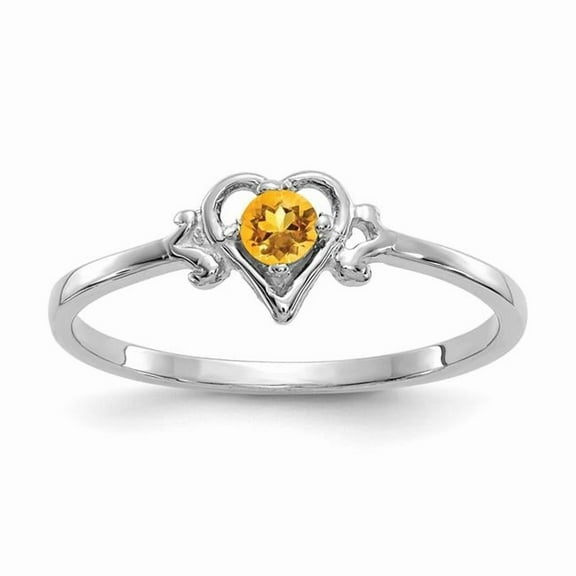 Primal Gold 14 Karat White Gold Citrine Birthstone Heart Ring