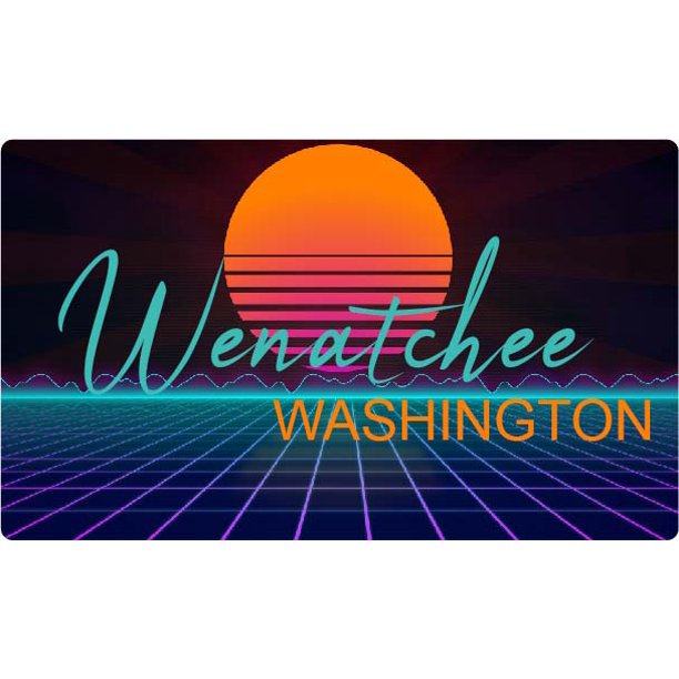 Wenatchee Washington 4 X 2.25Inch Vinyl Decal Stiker Retro Neon Design