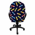 thumbnail image 3 of Colorful Office Chair Slipcover, Back to School Color Pencils Education Artist Happiness Design, Protective Stretch Decorative Fabric Cover, Standard Size, Indigo and Multicolor, by Ambesonne, 3 of 5