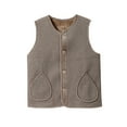 thumbnail image 2 of Fanxing Womens Crop Fleece Vest Plus Size Sleeveless Winter Warm Jacket V Neck Button Down Gilet Waistcoat with Pocket Khaki 4XL, 2 of 6