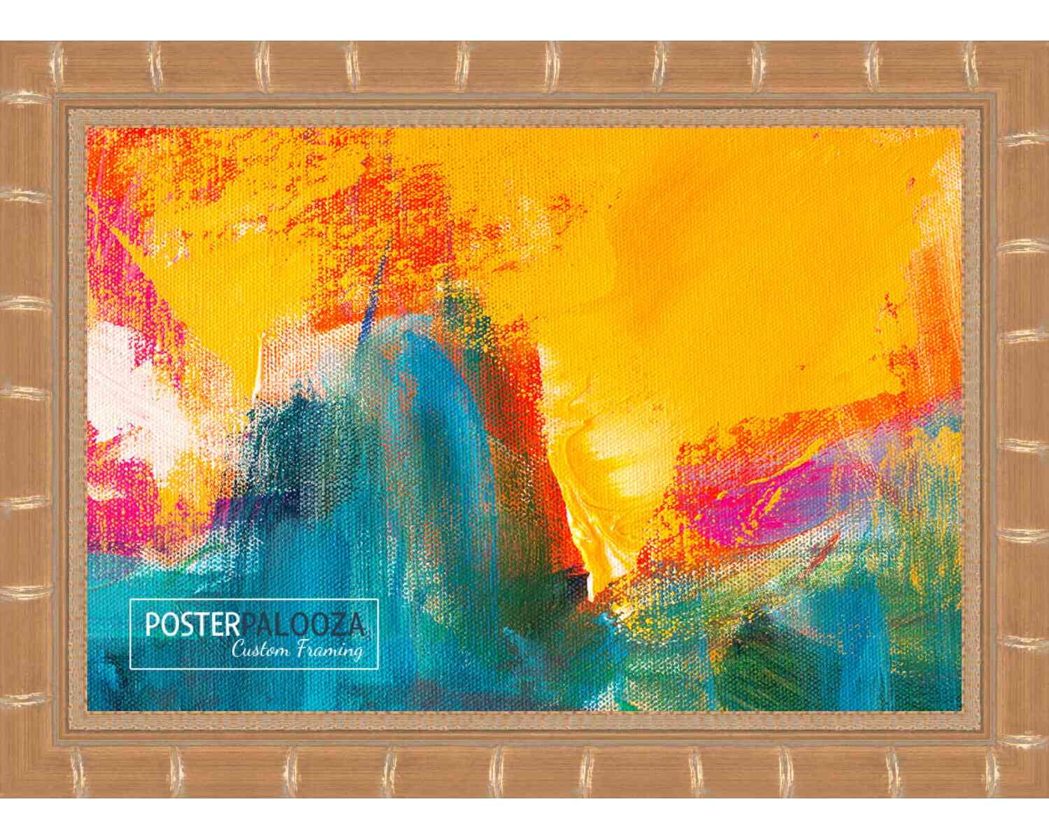 18x24 Gold Modern Bamboo Picture Frame - UV Acrylic, Foam Board Backing, Hanging Hardware