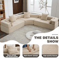 thumbnail image 2 of Modern Modular 3 Piece Couch Free Combination with Semicircular Modular Sofa, 4 Seater Curved Sofa with Upholstered for Living Room, Khaki, 2 of 9