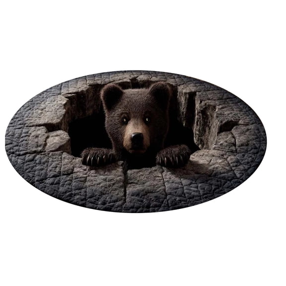 3D Animal Round Rug Large Living Room Area Rug Stain Washable Soft Floor Mat For Sofa Carpet 23.6" Home Decor